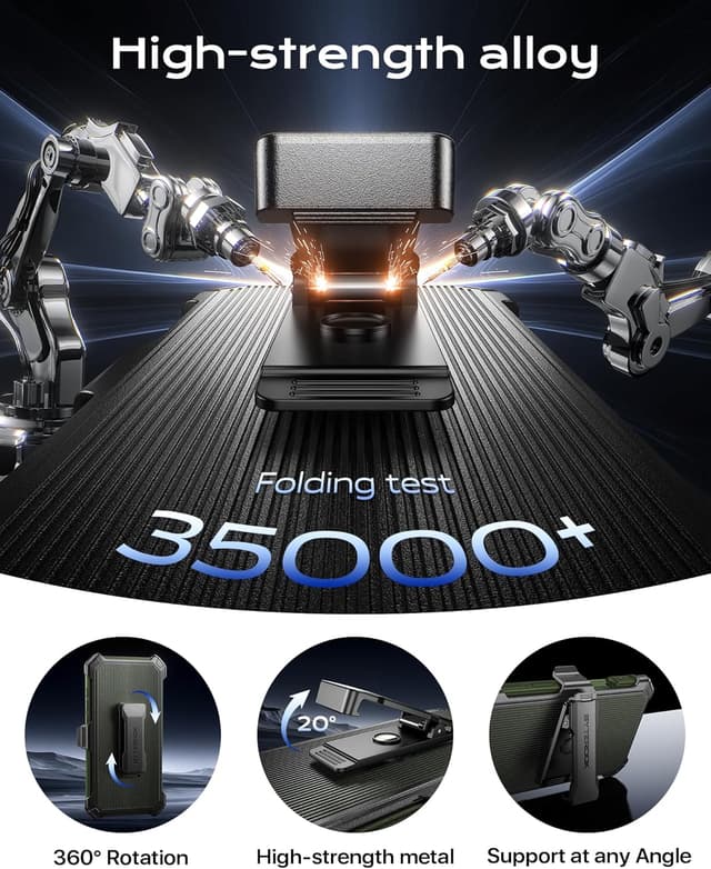 Detalle 2 de ByteRock Rugged Case for iPhone 17 Pro Max (6.9") with Belt Clip Holster, MagSafe, Shockproof Protection & 360° Kickstand (Green)