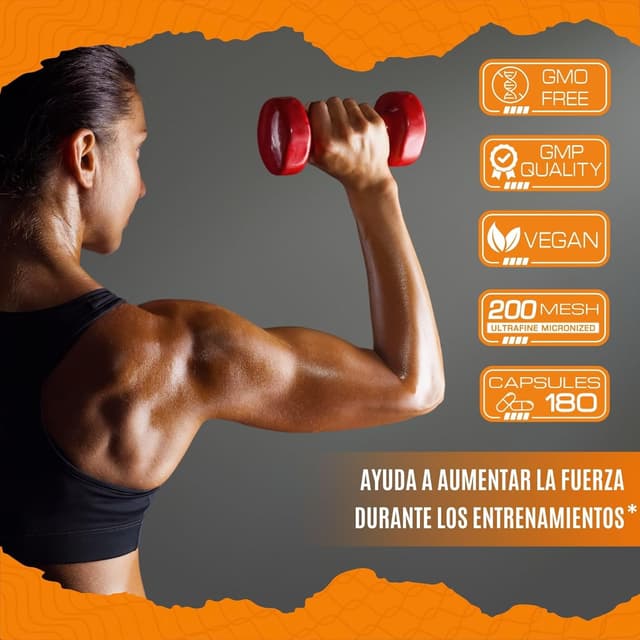 Detalle 2 de NATURAL HEALTH UP Creatina monohidratada 180 cápsulas