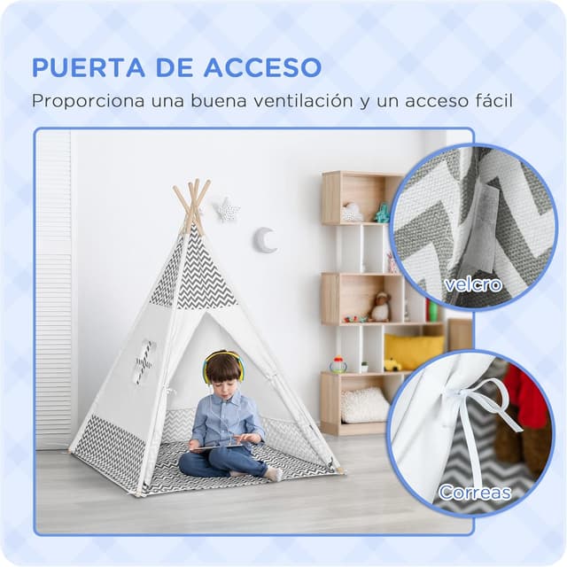 Thumbnail 3 de HOMCOM Tienda infantil Tipi 120x120x155 cm