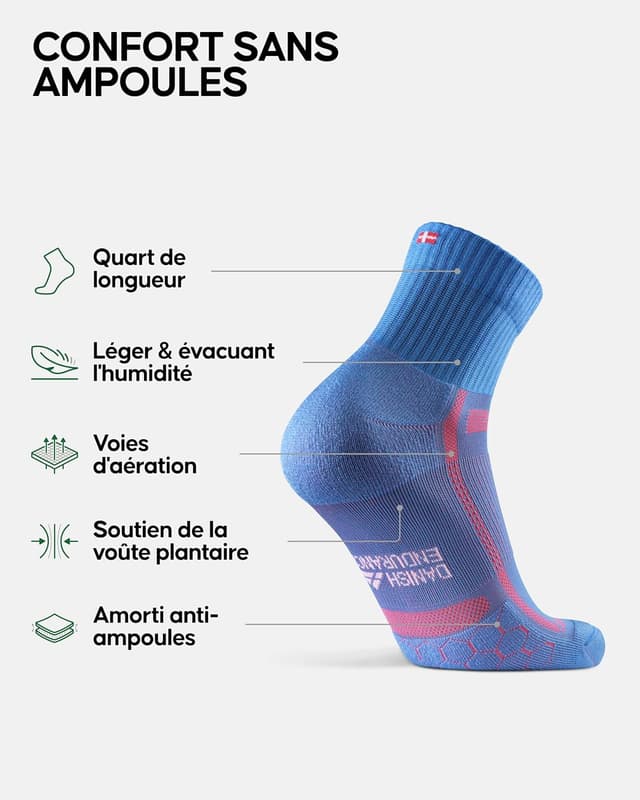 Detalle 2 de DANISH ENDURANCE Chaussettes de running Longue Distance anti-ampoules (lot de 3)