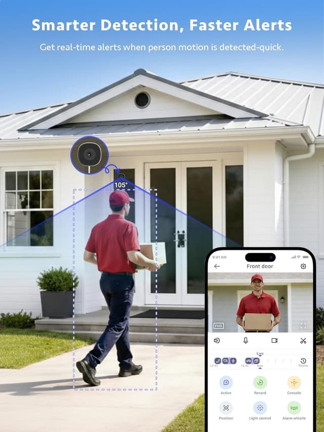 Detalle de FAMVIVA 2K No-Drill Window Security Camera with 18° Tilt Mount, Dual-Band WiFi & AI Human Detection