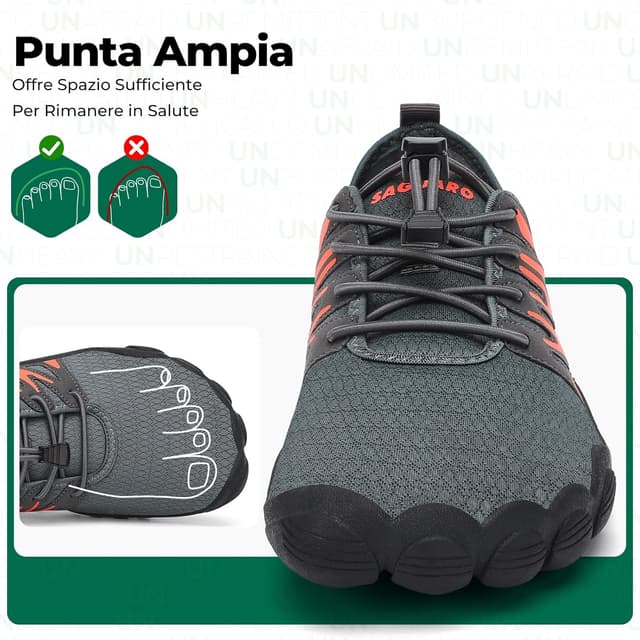 Detalle de SAGUARO Scarpe Barefoot da Scoglio Uomo con punta larga, traspiranti e asciugatura rapida (39-48)