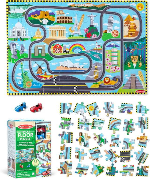 Detalle de Melissa & Doug Bodenpuzzle Autorennen ab 3