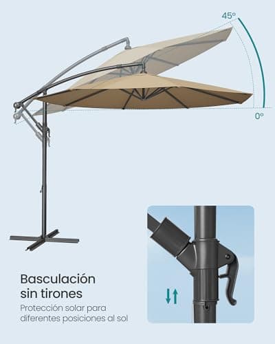 Detalle de SONGMICS Sombrilla en voladizo GPU116K01 de 300 cm con protección UV UPF 50+