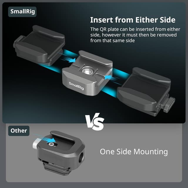 Thumbnail 2 de SMALLRIG Support à dégagement rapide QR-Slide avec cold shoe double direction et charge jusqu’à 800 g (HawkLock H18-4500)