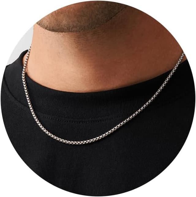 Thumbnail 6 de ZHESHY Herren-Halskette aus 316L-Edelstahl (Panzer-/Kubanische Kette), silber/goldfarben, wasserglänzend, mehrere Längen