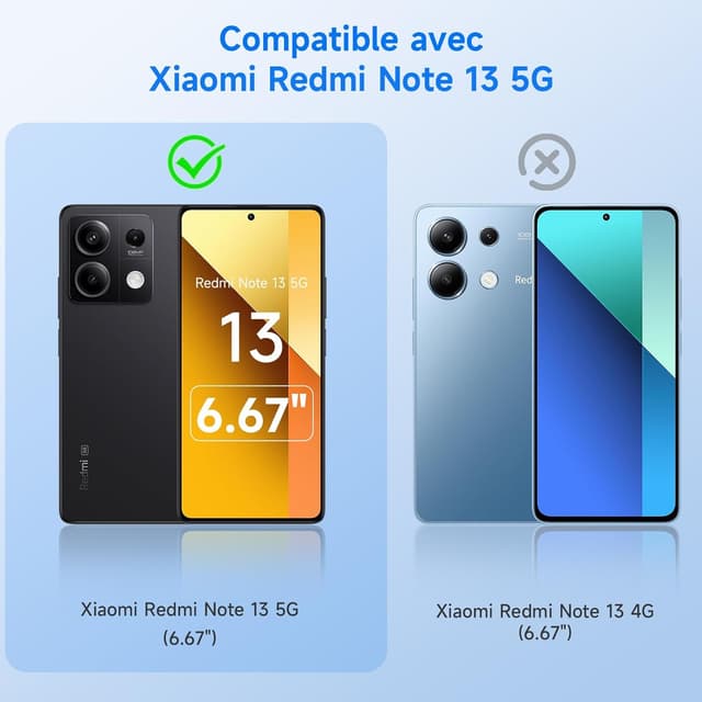 Detalle de Coque seacosmo pour Xiaomi Redmi Note 13 5G – antichoc double face transparente avec protection d’écran (noir)