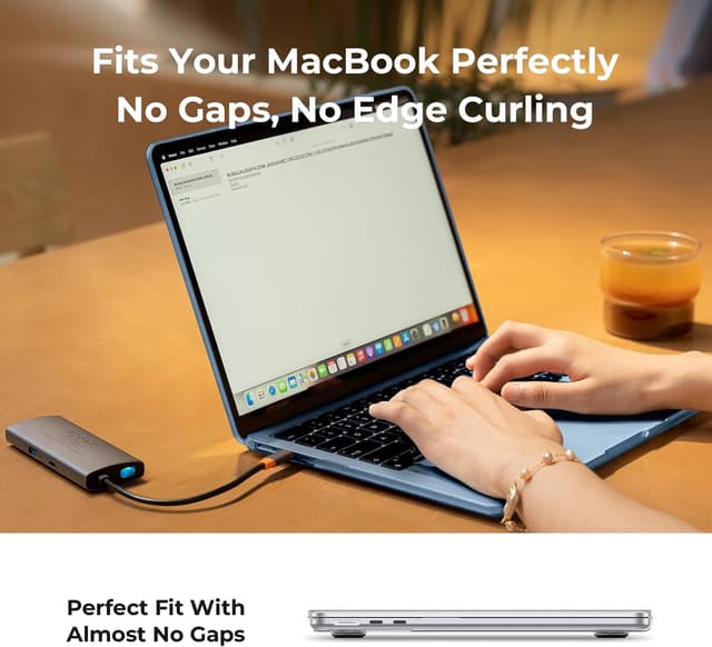 Detalle 2 de EooCoo Ultradünne transparente Hülle für MacBook Air 13,6 Zoll (kompatibel A3449/A3240/A3113/A2681) – Kristall Himmelblau