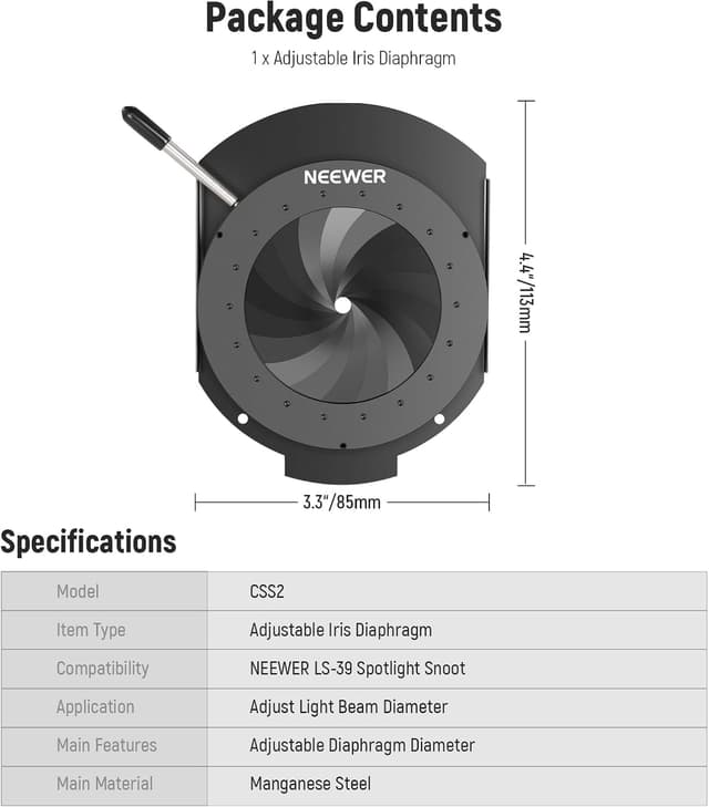 Thumbnail 6 de NEEWER Spotlight Mount Iris 5–60mm