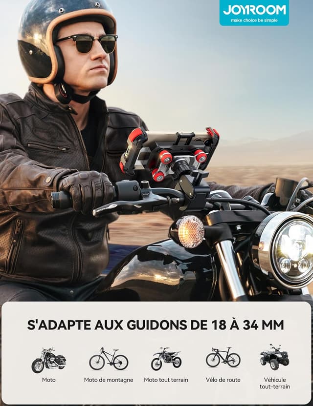 Thumbnail 5 de JOYROOM Support Téléphone Moto Rotation 360°