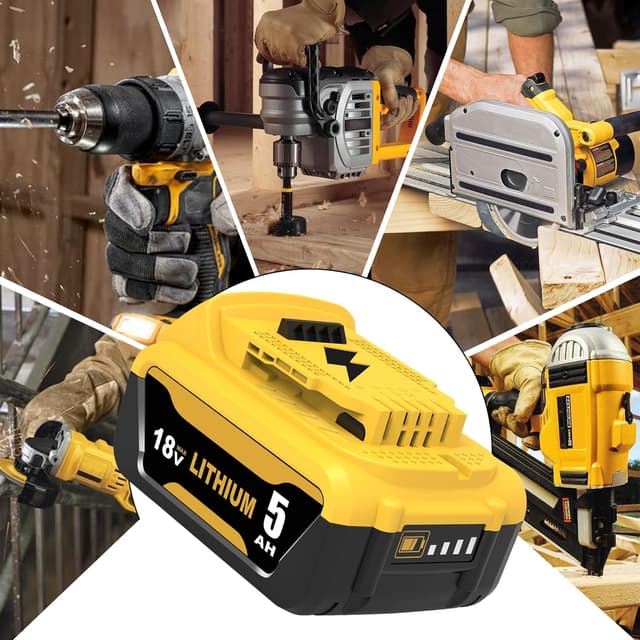 Detalle de 2x 18V 5Ah Li-ion replacement batteries with LED indicator for Dewalt (DCB184/DCB182/DCB181/DCB180 and more)