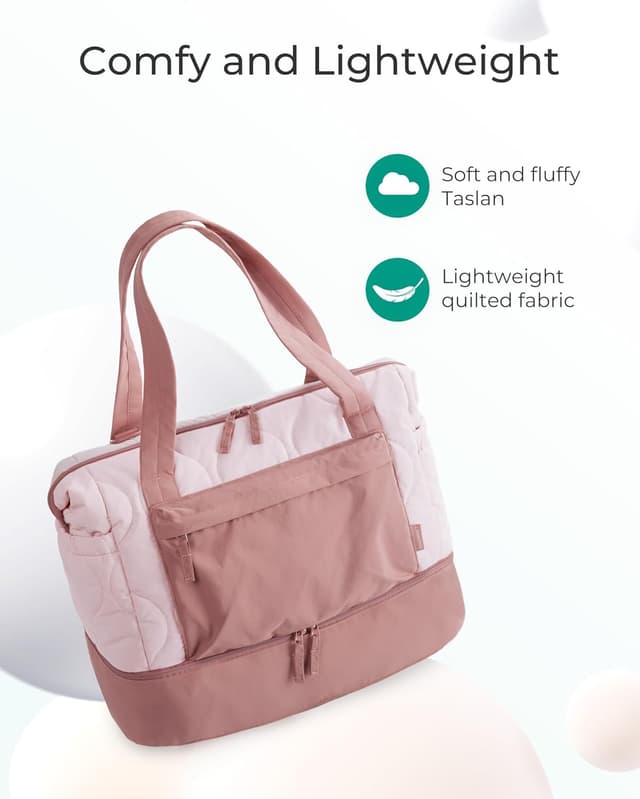 Detalle 2 de BAGSMART Quilted Duffle Bag 33L – weekend travel bag with shoe and 15.6" laptop compartment