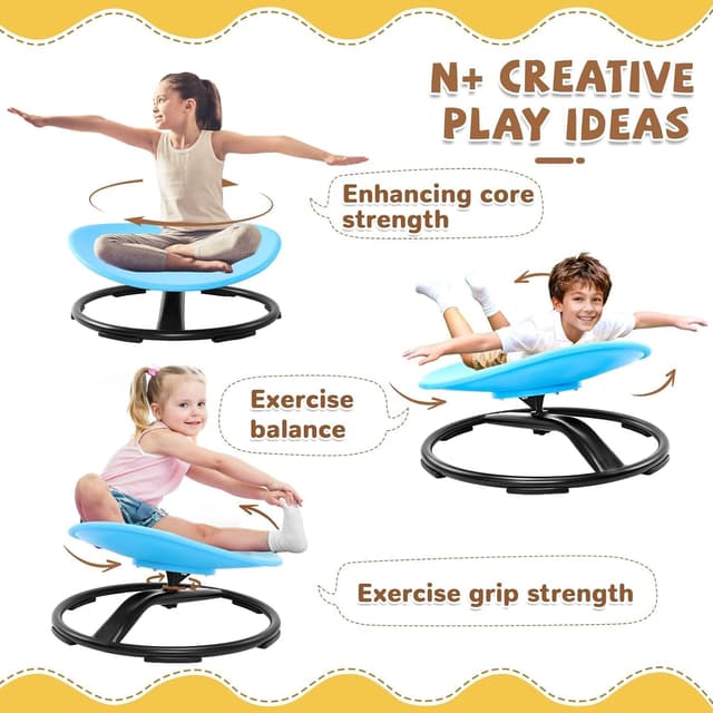 Detalle de Zhenx 360° Spinning Sensory Chair for Autistic Kids (Ages 3–18) — Blue, 220 lb Capacity