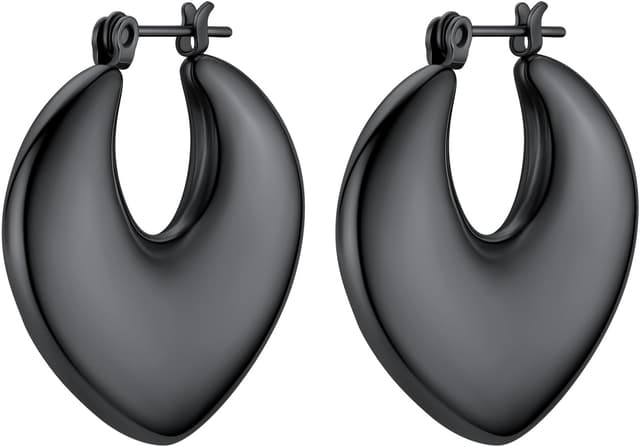 Thumbnail 6 de FindChic Creolen Ohrringe für Damen & Mädchen aus Edelstahl – Chunky Huggie Hoop in Silber, Gold oder Schwarz (5,7/7,7/11 mm)