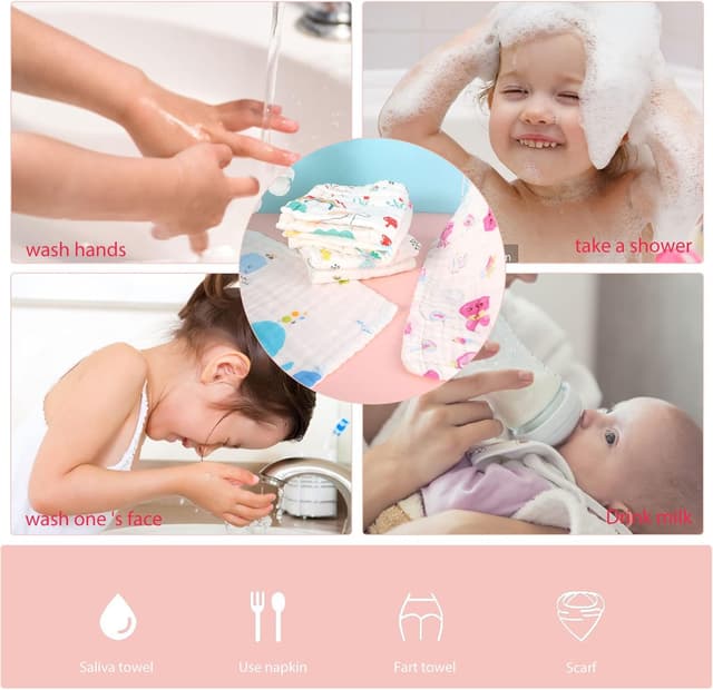 Thumbnail 6 de Lanjue Muslin Baby Washcloths 12x12 inch