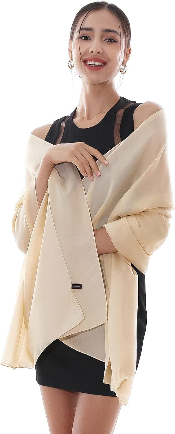 Detalle de RIIQIICHY foulard/sciarpa in seta da donna in poliestere double-face, stola da cerimonia 180×90 cm