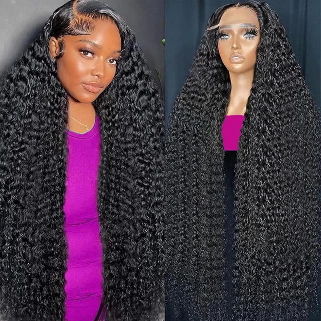 Detalle de TONHONK 24 Inch Deep Wave Lace Front Wig (13x6 HD Lace, 200% Density) – Glueless Curly Human Hair Look