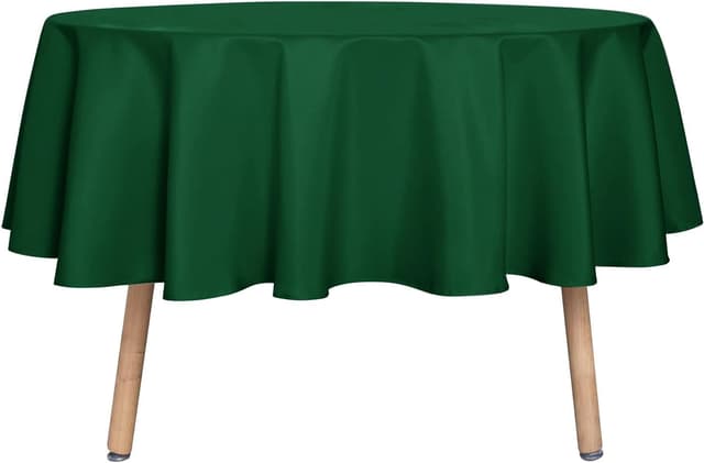 Detalle de sancua Round Tablecloth (60 Inch) - Water Resistant, Spill Proof, Washable Polyester in Hunter Green