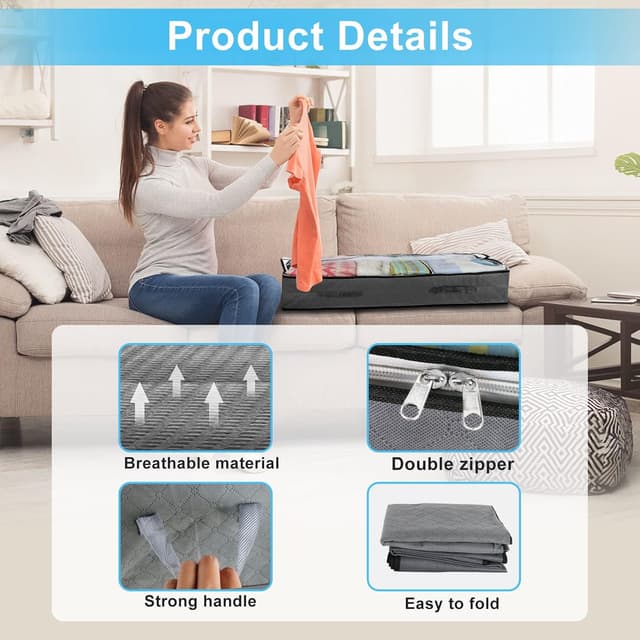 Detalle de Cleaneaty Underbed Storage 90L Bag Set