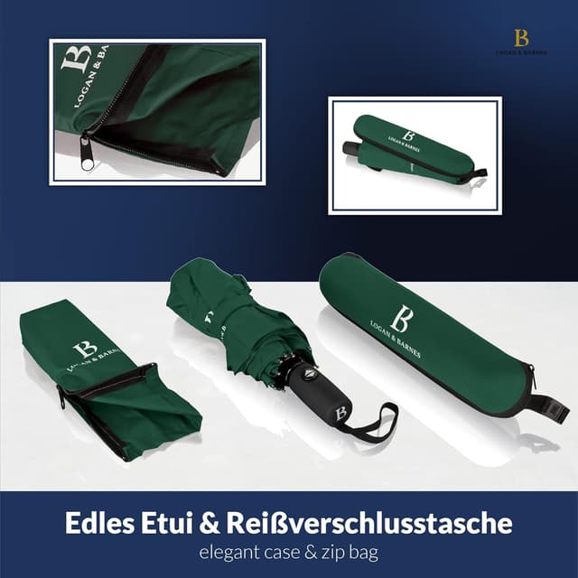 Thumbnail 6 de LOGAN & BARNES Boston Taschenschirm sturmfest bis 140 km/h mit Auf-Zu-Automatik und Teflon-Beschichtung
