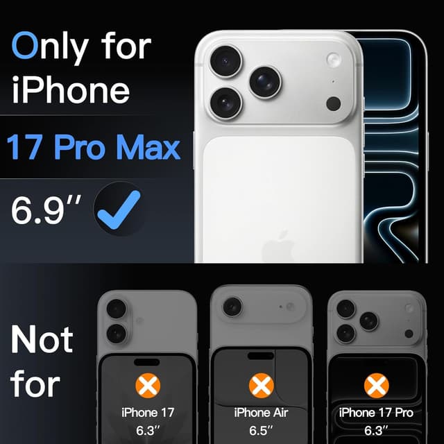 Detalle 2 de JETech Schutzfolie iPhone 17 Pro Max 6,9‑Zoll