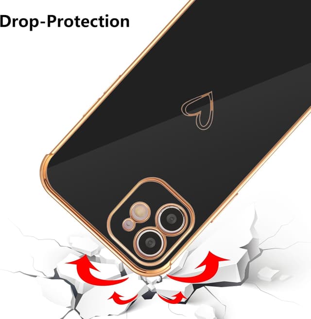 Detalle 2 de ZTOFERA Designed for iPhone 12 6.1-inch Case with Love-Heart Plating Edge