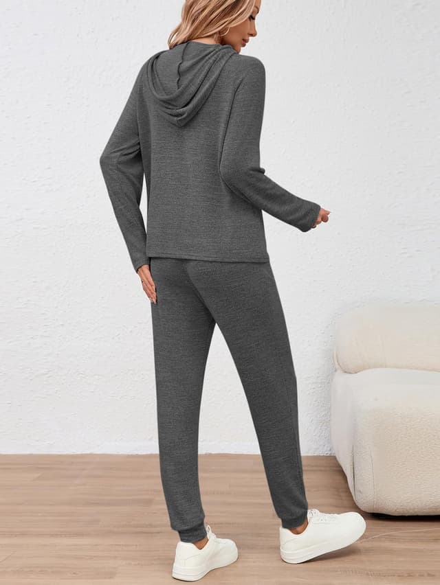 Detalle de Famulily Long Sleeve Women’s Tracksuit Set with Drawstring Hoodie & Elastic Jogger Pants (S–XXL)