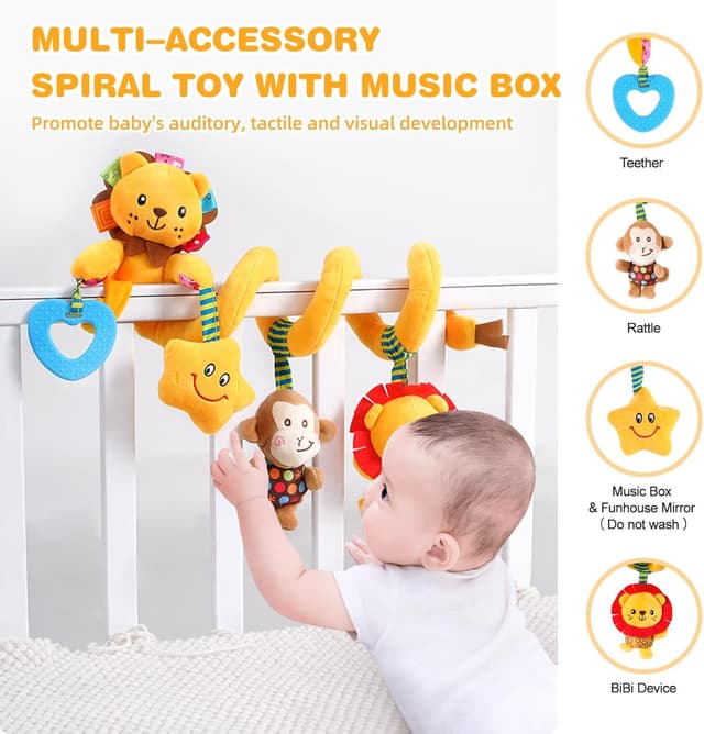 Detalle de Jollybaby Crib Stroller Car Seat Toys (Little Lion) for 0–12 Months