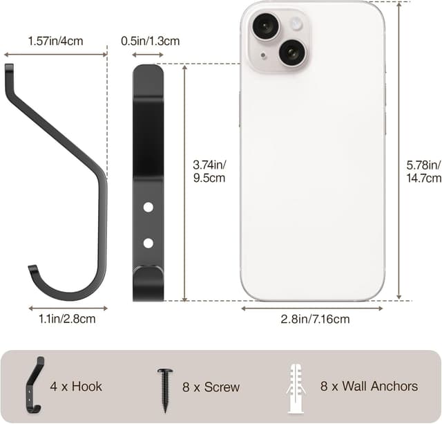 Detalle de Lot de 20 patères à visser Josmimic noires (10 cm) pour panneaux acoustiques