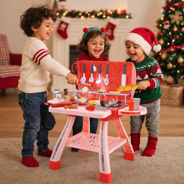 Thumbnail 4 de CUTE STONE Kids BBQ Grill Playset with Lights and Sound