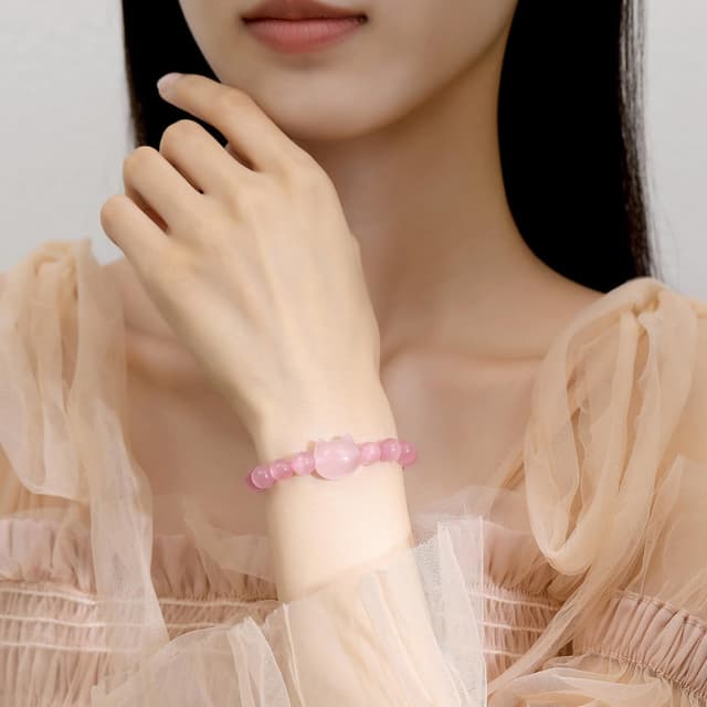 Detalle 2 de XIANNVXI Cat bracelet Rose Quartz 8mm