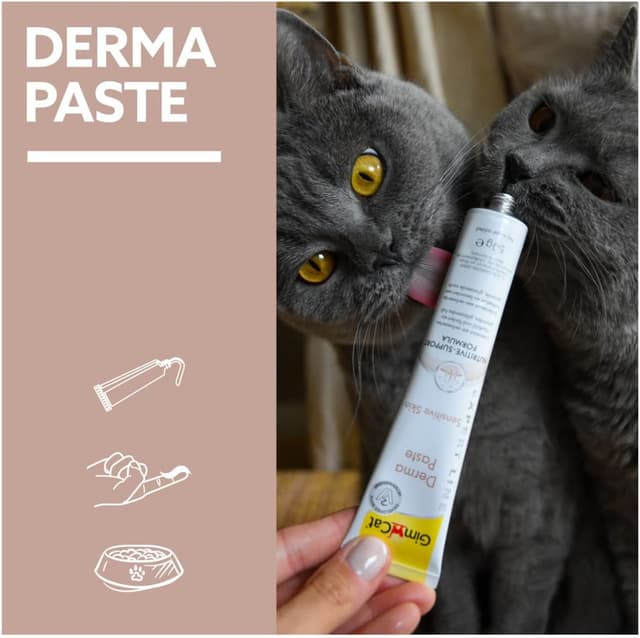 Detalle de GimCat EXPERT LINE Derma Paste (50 g) – funktionaler Katzensnack für verbessertes Hautbild und gesundes Fell