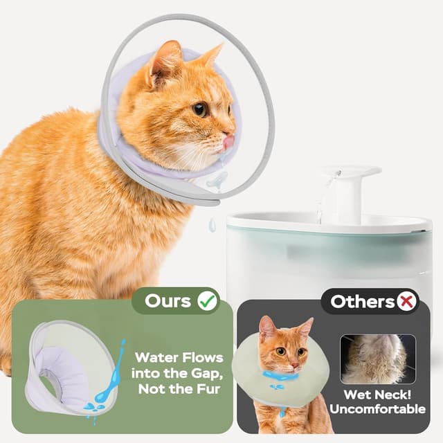 Detalle de Supet Cat Cone Collar Soft (Light Purple) – Comfortable waterproof mesh recovery cone for post-surgery healing