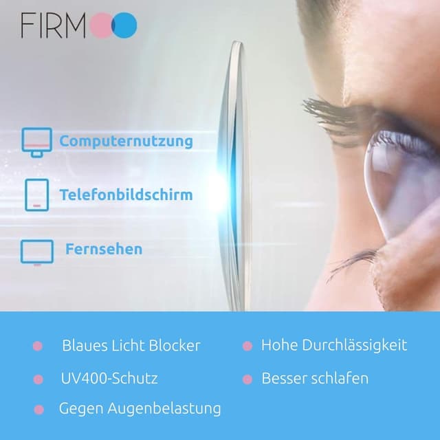 Detalle 2 de Firmoo Blaulicht Brille (TR90, transparent) – Computerbrille mit UV- und Blaulichtschutz für Damen & Herren