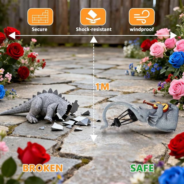 Thumbnail 5 de MERUIKCO Elephant Statue 11.62in Solar LED