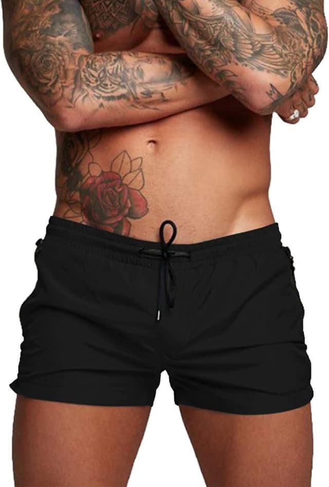 Detalle de COOFANDY Men’s Quick-Dry Swim Trunks with Mesh Lining and Zipper Pockets