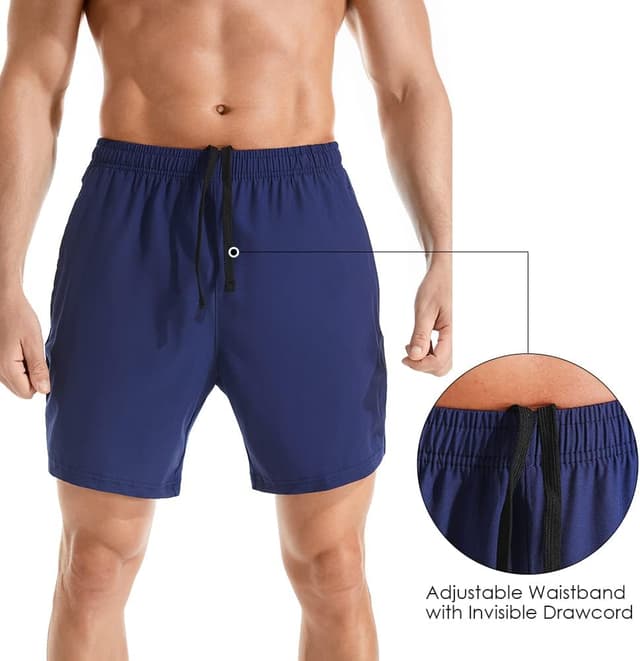 Detalle de Gerlobal Men’s 7" Athletic Running Shorts with Lightweight Quick-Dry Fabric and Zipper Pockets