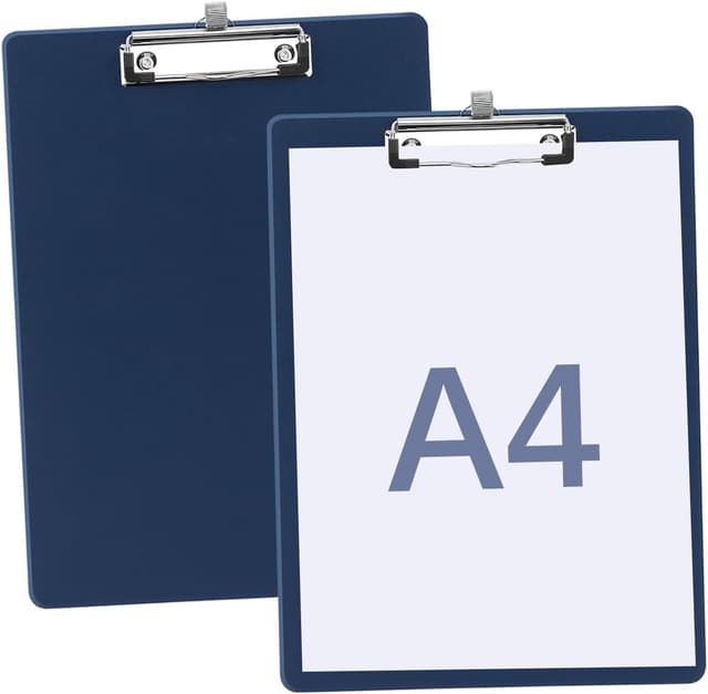 Detalle de DoocliB Klemmbrett A4 (2 Stück) mit Stifthalter – Schreibbrett zum Aufbewahren und Aufhängen, Blau