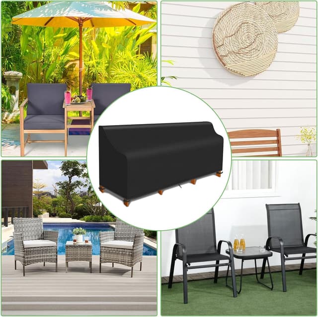 Detalle 2 de PATIO PLUS Patio Loveseat Cover (420D Oxford, waterproof & windproof) L180/190cm x W80cm x H75/90cm in black