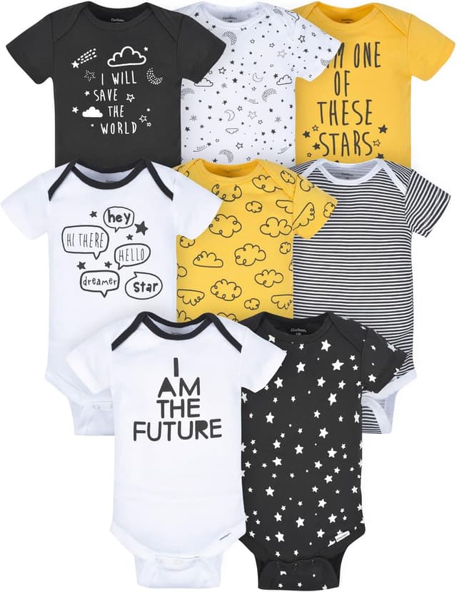 Detalle de Confezione da 8 tutine a maniche corte Gerber Baby Stella per neonato (100% cotone)