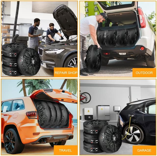 Thumbnail 6 de Adiwo Car Spare Tyre Covers 4 Pack (19–23 IN tyre bag set) – waterproof wheel protection covers
