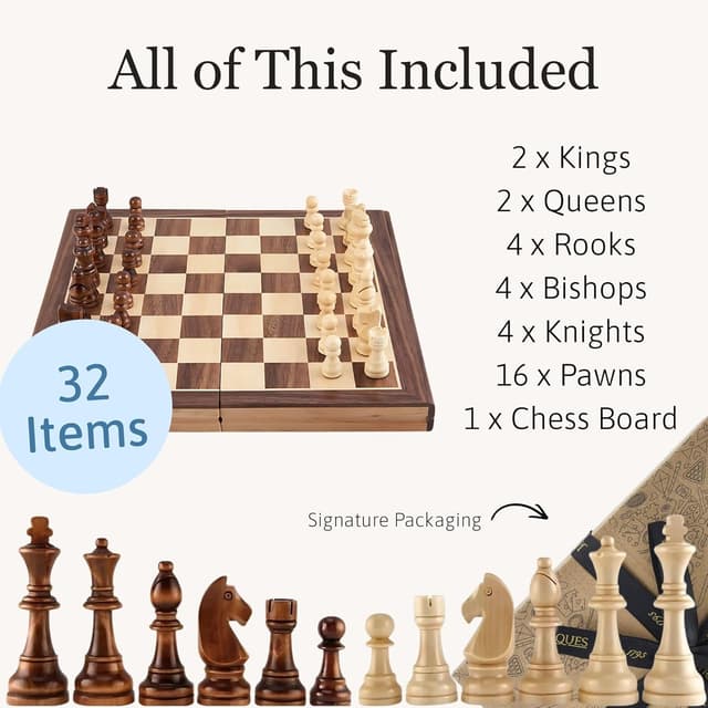Detalle de Jaques of London Large Chess Set with 15" Board and Staunton Pieces (Premium Wooden Set for Adults)