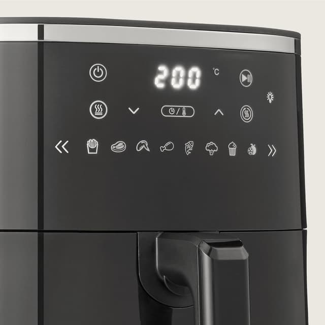 Detalle de Amazon Basics 5.7L Air Fryer with Easy View Window, 8 Preset Menus, 1750W (Black)