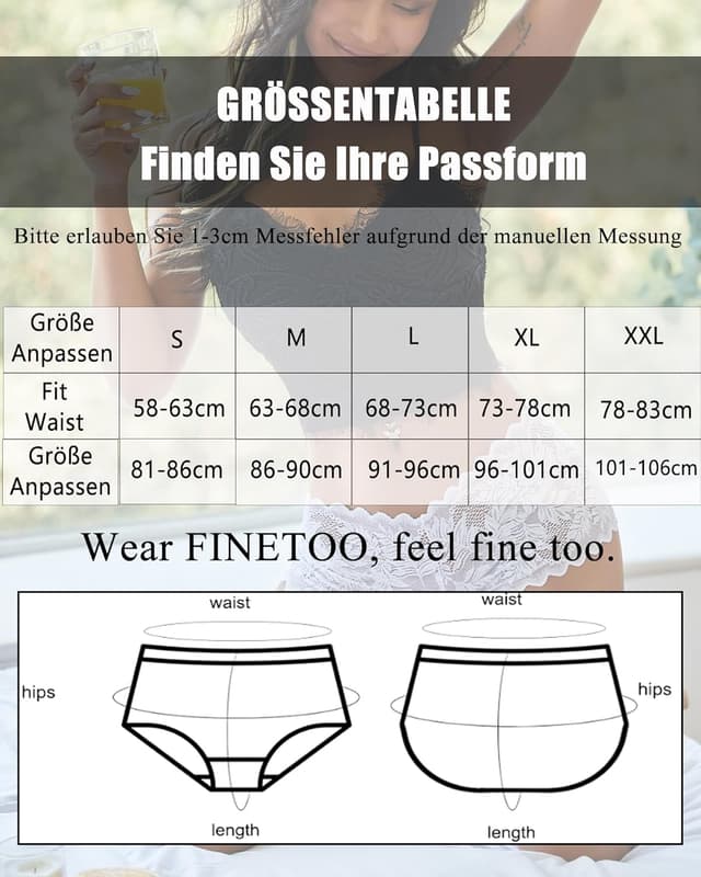 Thumbnail 5 de FINETOO 5er Pack Unterhosen Damen Spitze S‑XL
