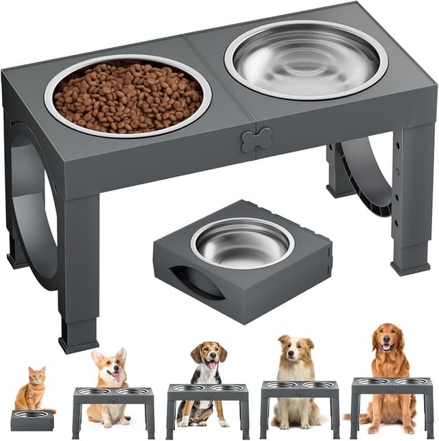 Detalle de Aystkniet dog bowl stand, 5 height levels