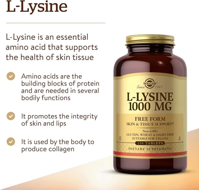 Thumbnail 2 de Solgar L-Lisina 1000 mg - 250 Comprimidos 💊