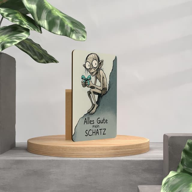 Thumbnail 1 de Herr der Ringe Gollum Holzkarte Geburtstag 💌