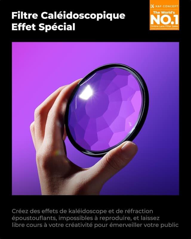 Detalle 2 de K&F CONCEPT filtre kaléidoscope à prisme Ø77 mm (effets spéciaux) pour photographie d’art