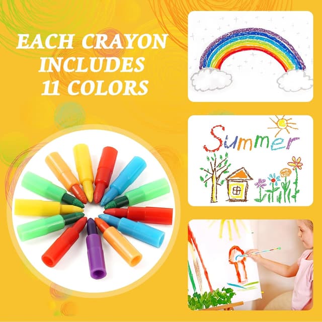 Detalle de Vicloon 20 pastelli a cera impilabili, colorati (11 colori) per scuola creativa e regali