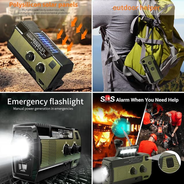 Thumbnail 2 de SOLARBABY Wind Up Solar Radio 4000 mAh 🔊